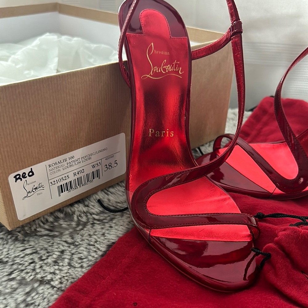 Christian Louboutin Red Strappy Heels - Picture 2 of 7